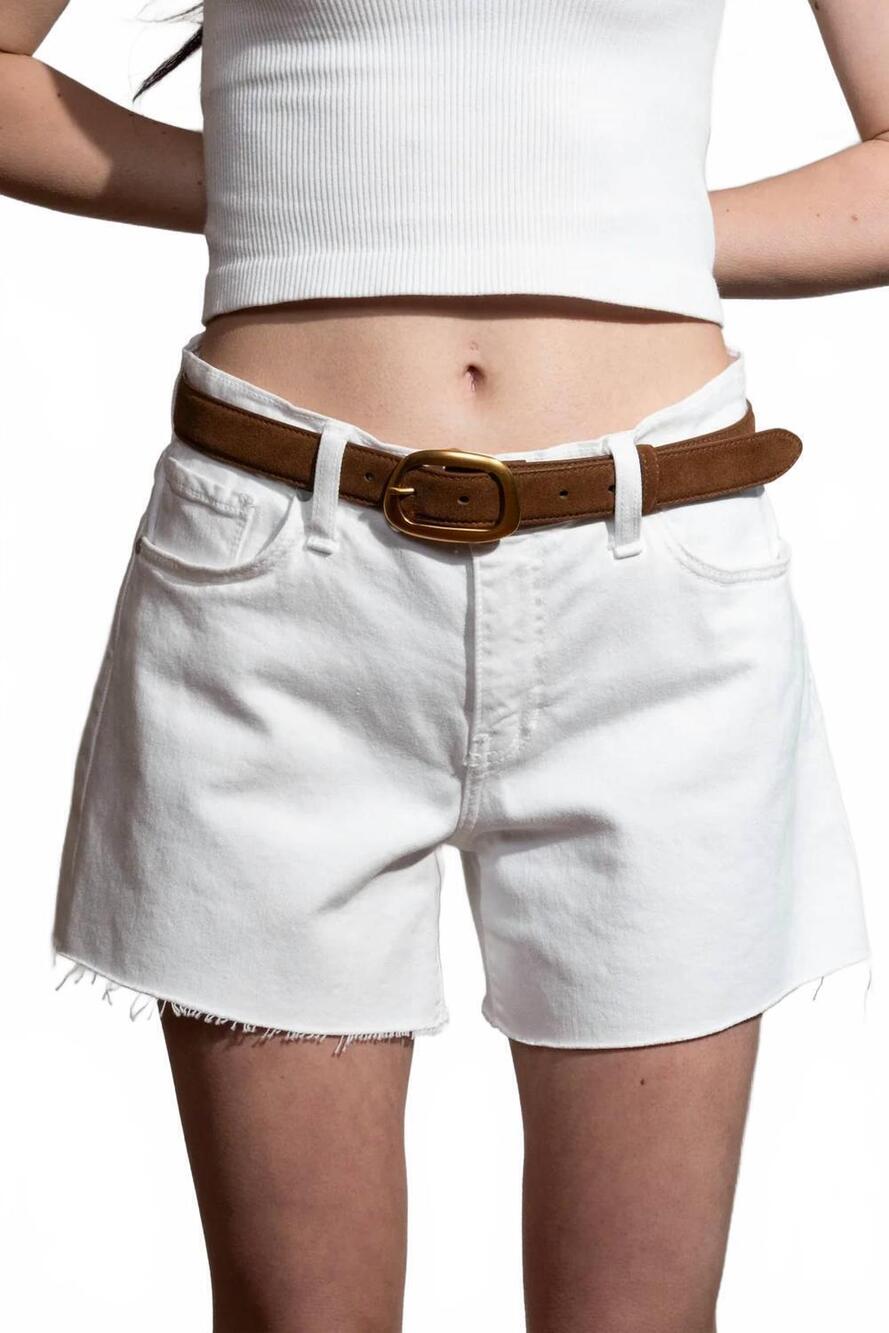 NEW JUST BLACK DENIM mid rise stretch shorts in white